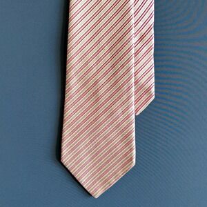 Charvet Place Vendome Silk Tie | Pink Diagonal Stripe | W4" L60" | Immaculate